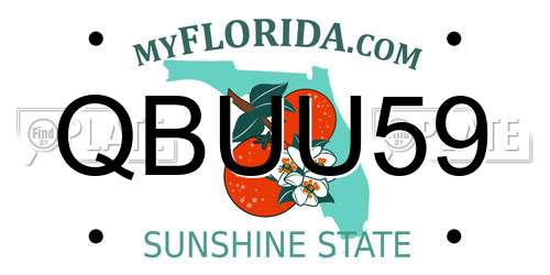 QBUU59 Florida License Plate