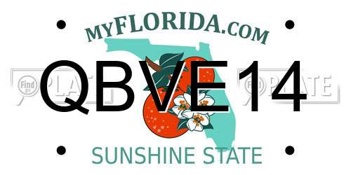 QBVE14 Florida License Plate