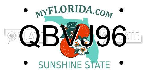 QBVJ96 Florida License Plate