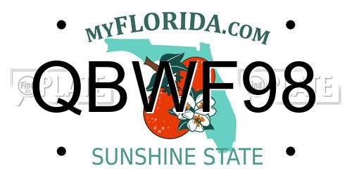 QBWF98 Florida License Plate
