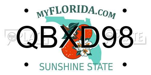 QBXD98 Florida License Plate