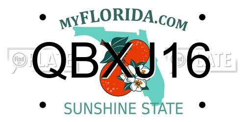QBXJ16 Florida License Plate