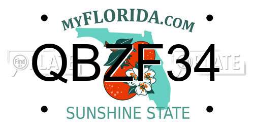 QBZF34 Florida License Plate