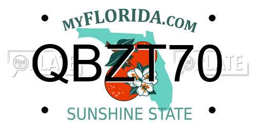 QBZT70 Florida License Plate