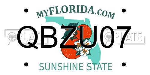 QBZU07 Florida License Plate