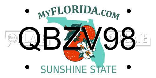 QBZV98 Florida License Plate
