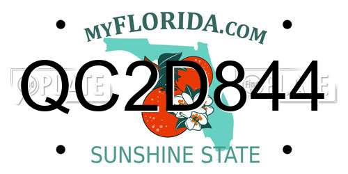 QC2D844 Florida License Plate