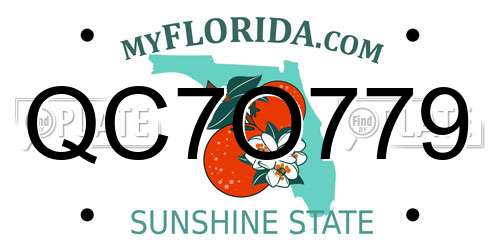 QC7O779 Florida License Plate