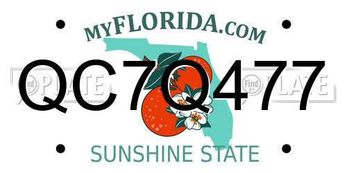 QC7Q477 Florida License Plate