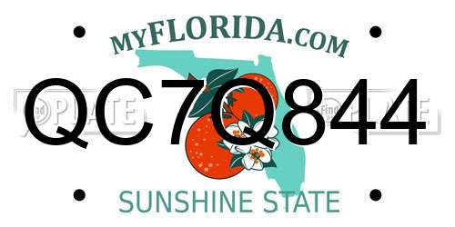 QC7Q844 Florida License Plate