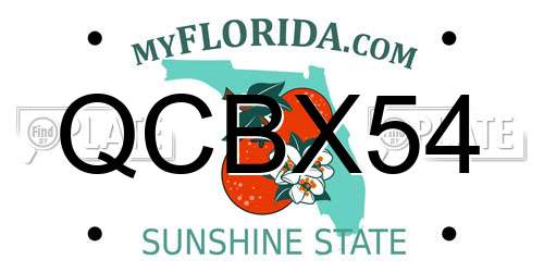 QCBX54 Florida License Plate