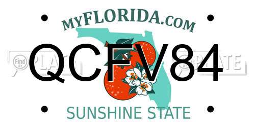 QCFV84 Florida License Plate