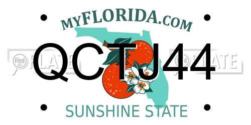 QCTJ44 Florida License Plate