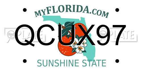 QCUX97 Florida License Plate