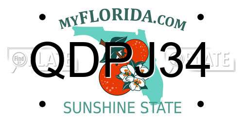 QDPJ34 Florida License Plate
