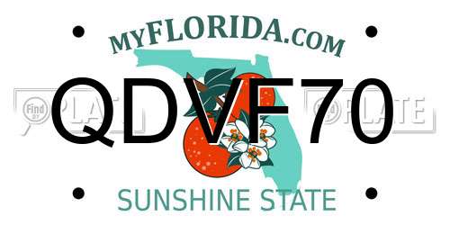 QDVF70 Florida License Plate