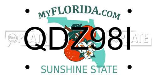 QDZ98I Florida License Plate
