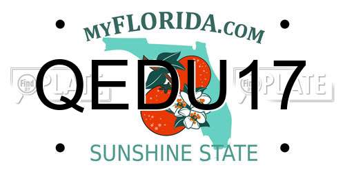 QEDU17 Florida License Plate