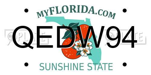 QEDW94 Florida License Plate