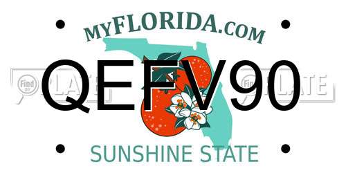 QEFV90 Florida License Plate