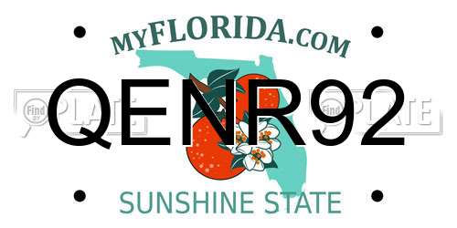 QENR92 Florida License Plate