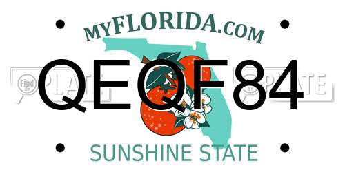 QEQF84 Florida License Plate
