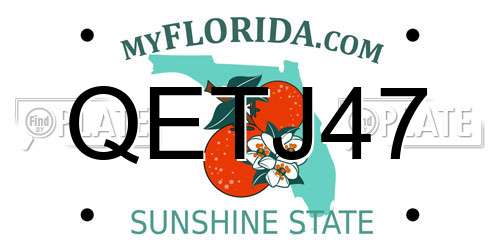 QETJ47 Florida License Plate