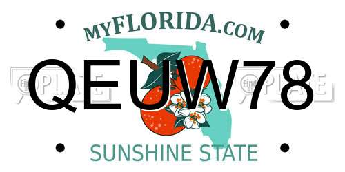 QEUW78 Florida License Plate
