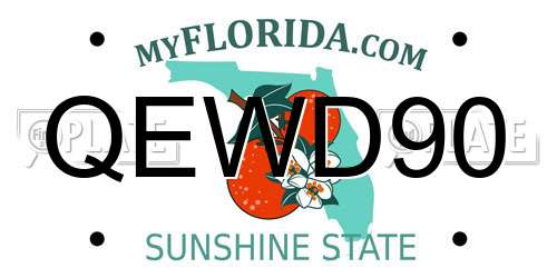 QEWD90 Florida License Plate