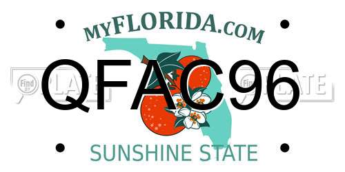 QFAC96 Florida License Plate