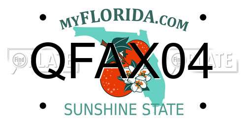 QFAX04 Florida License Plate