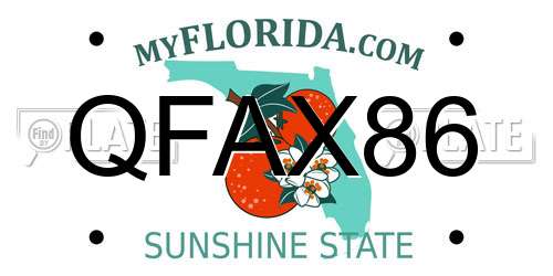QFAX86 Florida License Plate