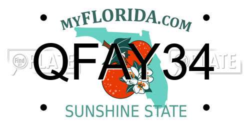QFAY34 Florida License Plate