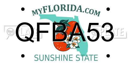 QFBA53 Florida License Plate