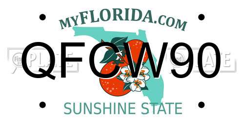 QFCW90 Florida License Plate