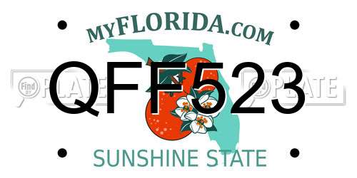 QFF523 Florida License Plate