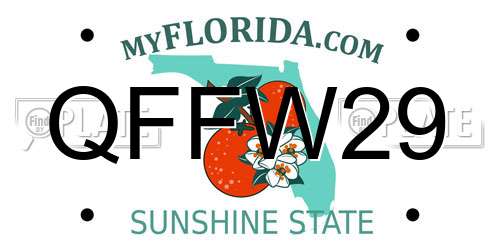 QFFW29 Florida License Plate