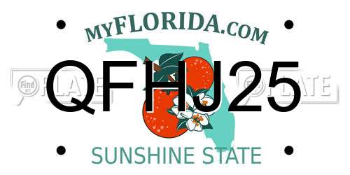 QFHJ25 Florida License Plate