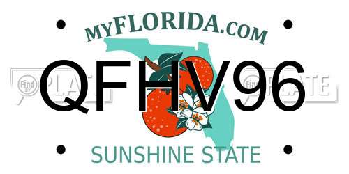 QFHV96 Florida License Plate