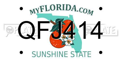 QFJ414 Florida License Plate