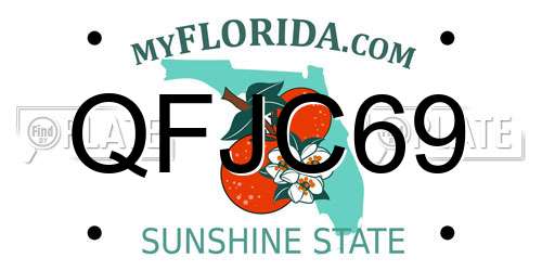 QFJC69 Florida License Plate