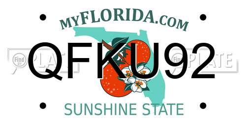 QFKU92 Florida License Plate