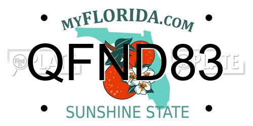 QFND83 Florida License Plate