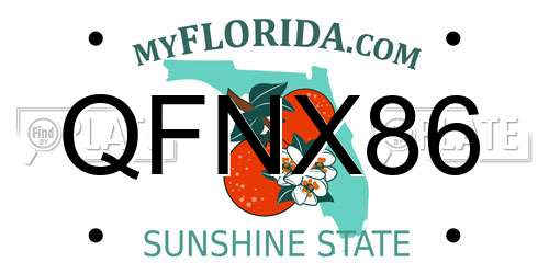 QFNX86 Florida License Plate