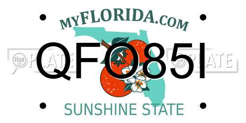 QFO85I Florida License Plate