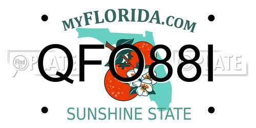 QFO88I Florida License Plate