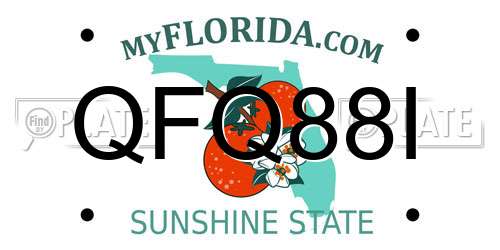 QFQ88I Florida License Plate