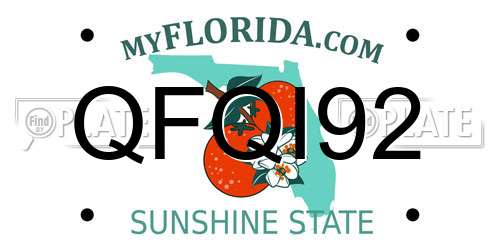 QFQI92 Florida License Plate
