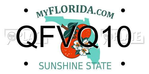 QFVQ10 Florida License Plate