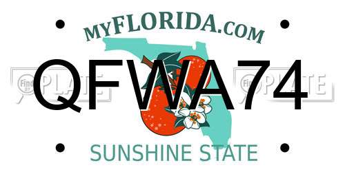 QFWA74 Florida License Plate